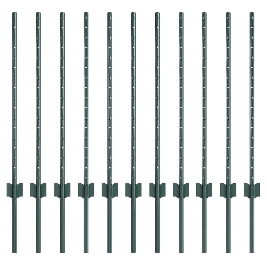 Eingebetteter Zaunpfosten 11 stk. Grün 120 cm