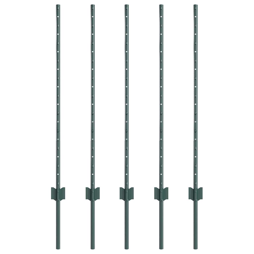 Eingebetteter Zaunpfosten 5 stk. Grün 140 cm