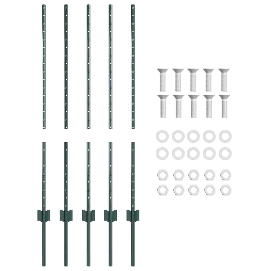 Eingebetteter Zaunpfosten 5 stk. Grün 140 cm