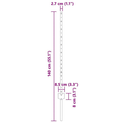 Eingebetteter Zaunpfosten 5 stk. Grün 140 cm