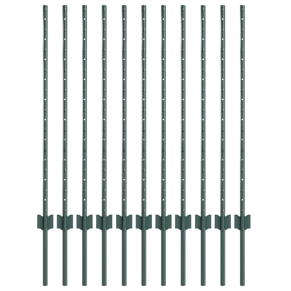 Eingebetteter Zaunpfosten 11 stk. Grün 140 cm