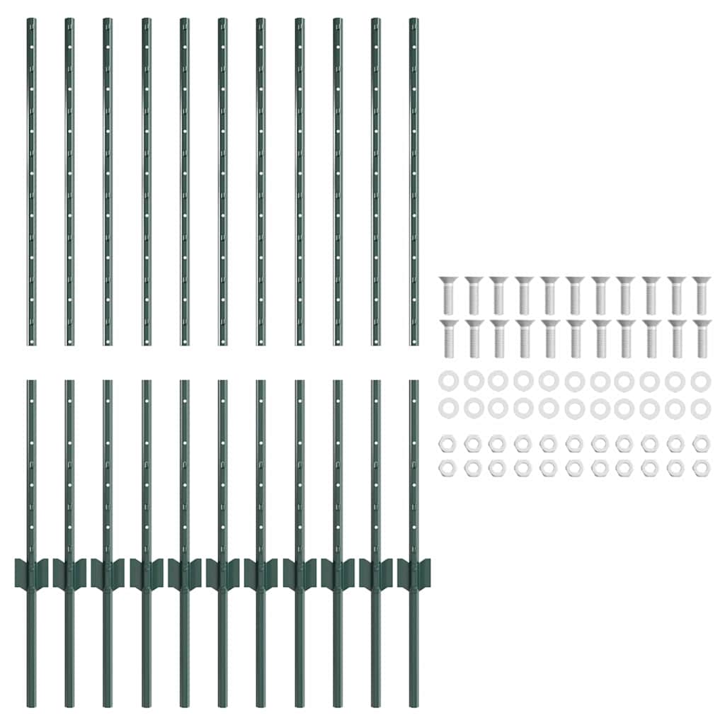Eingebetteter Zaunpfosten 11 stk. Grün 140 cm