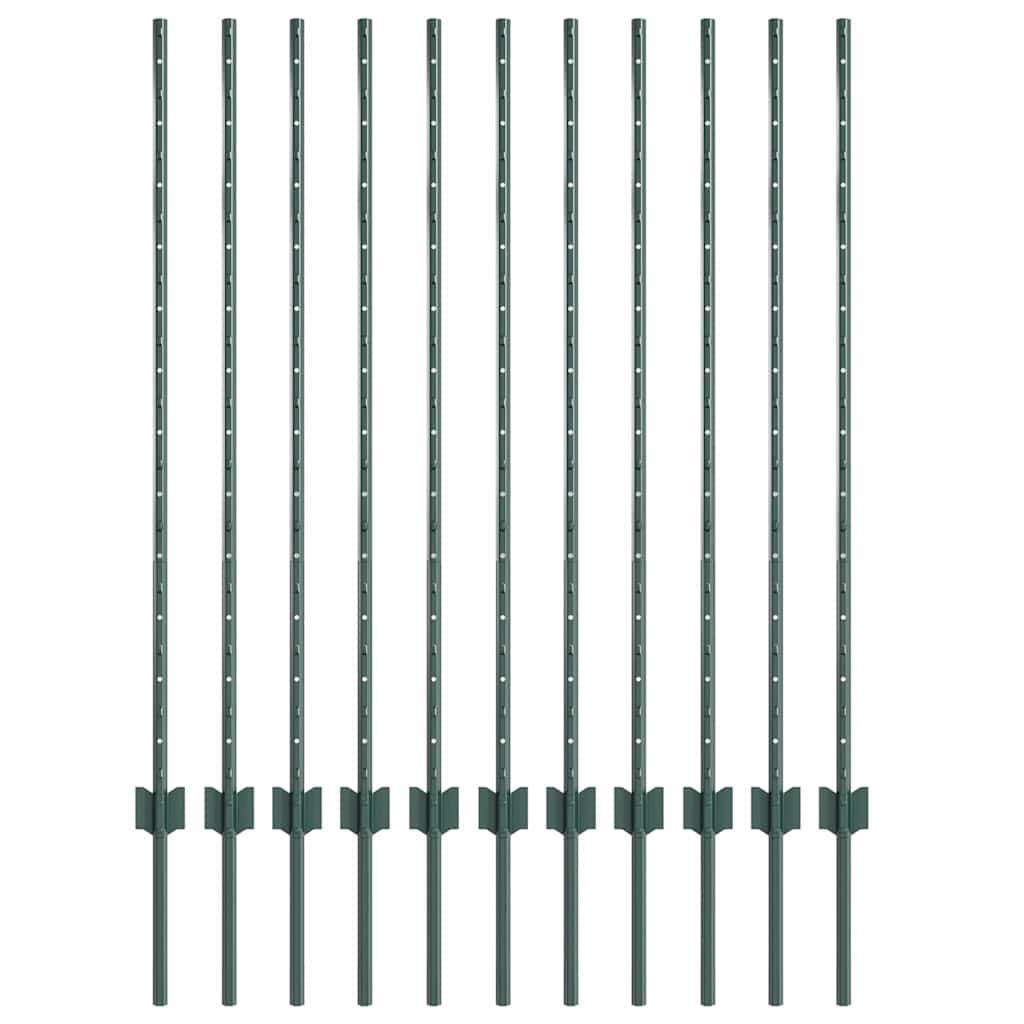 Eingebetteter Zaunpfosten 11 stk. Grün 160 cm