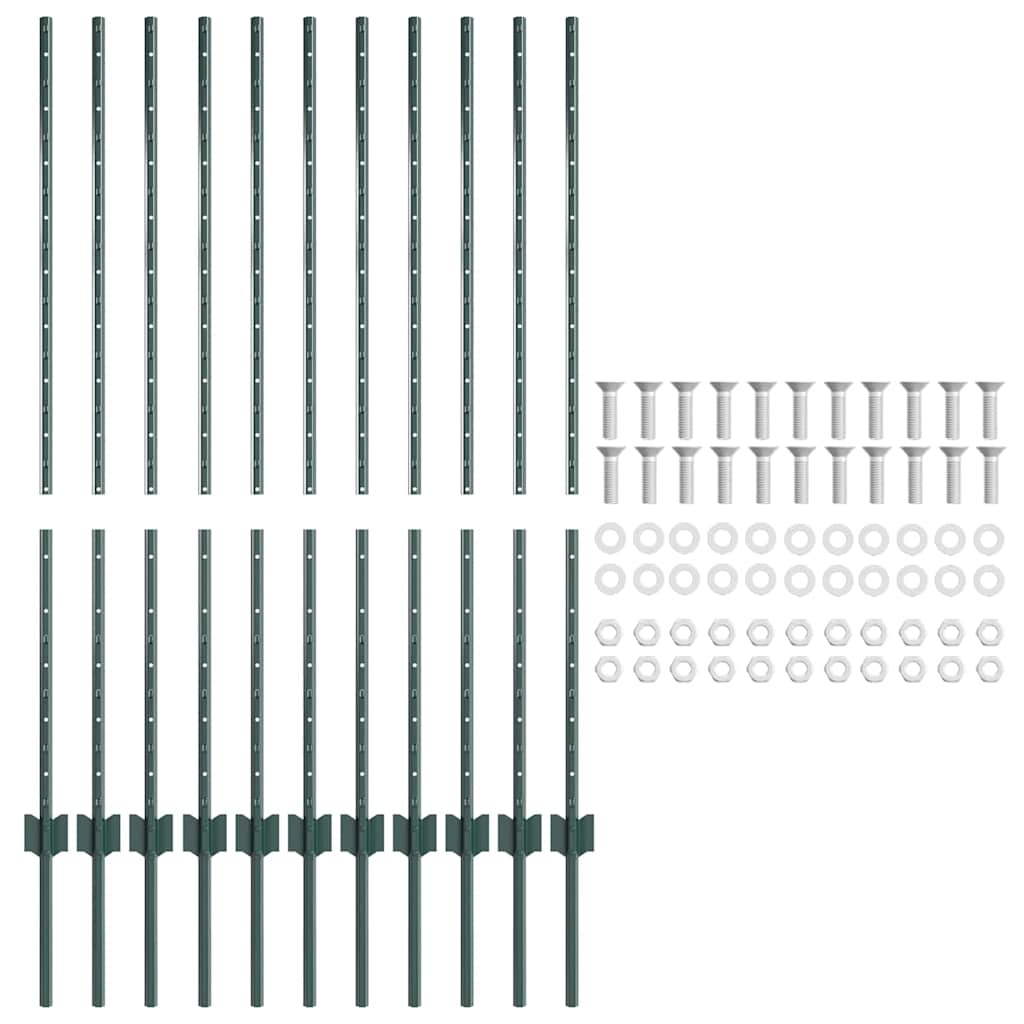 Eingebetteter Zaunpfosten 11 stk. Grün 160 cm
