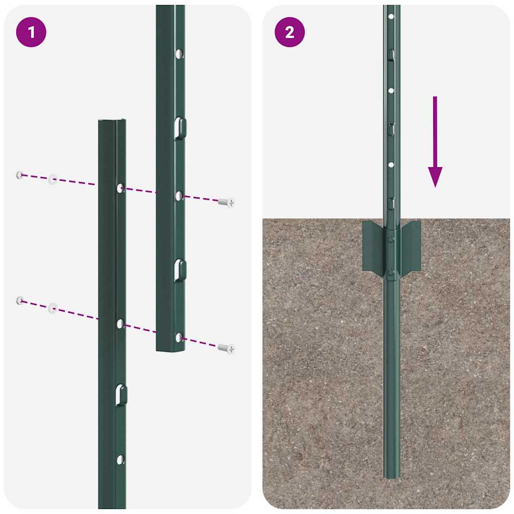 Eingebetteter Zaunpfosten 11 stk. Grün 160 cm