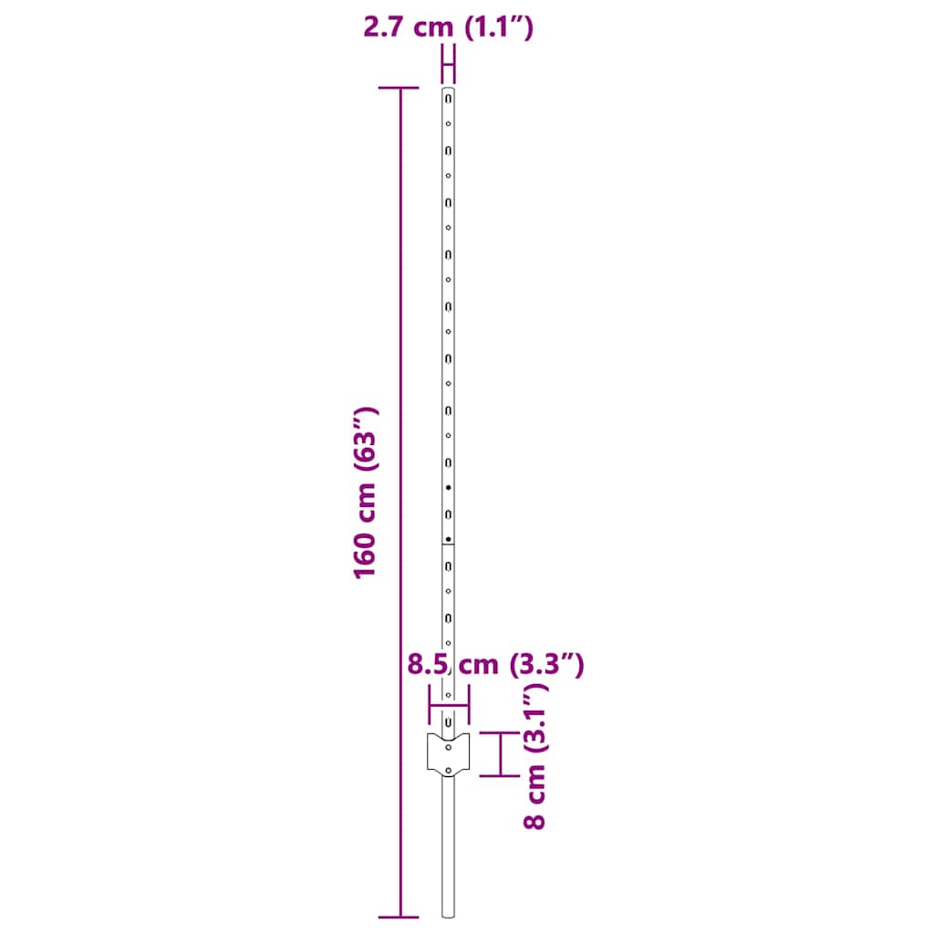 Eingebetteter Zaunpfosten 11 stk. Grün 160 cm