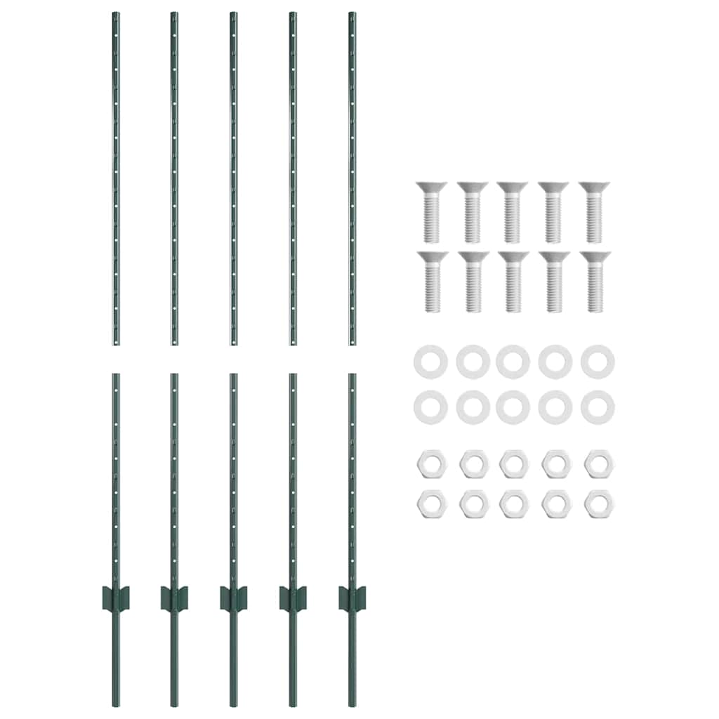 Eingebetteter Zaunpfosten 5 stk. Grün 180 cm
