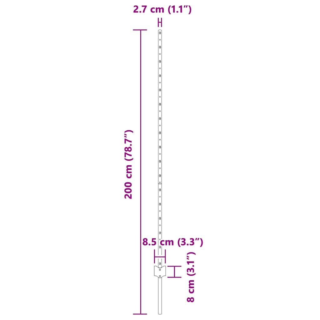 Eingebetteter Zaunpfosten 5 stk. Grün 200 cm