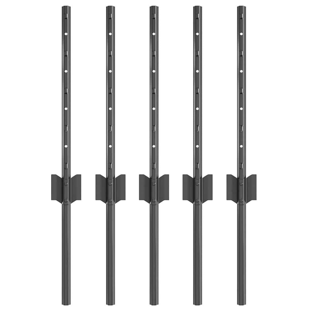 Eingebetteter Zaunpfosten 5 stk. Grau 80 cm