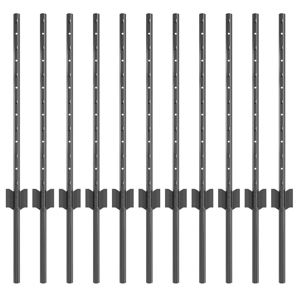Eingebetteter Zaunpfosten 11 stk. Grau 100 cm