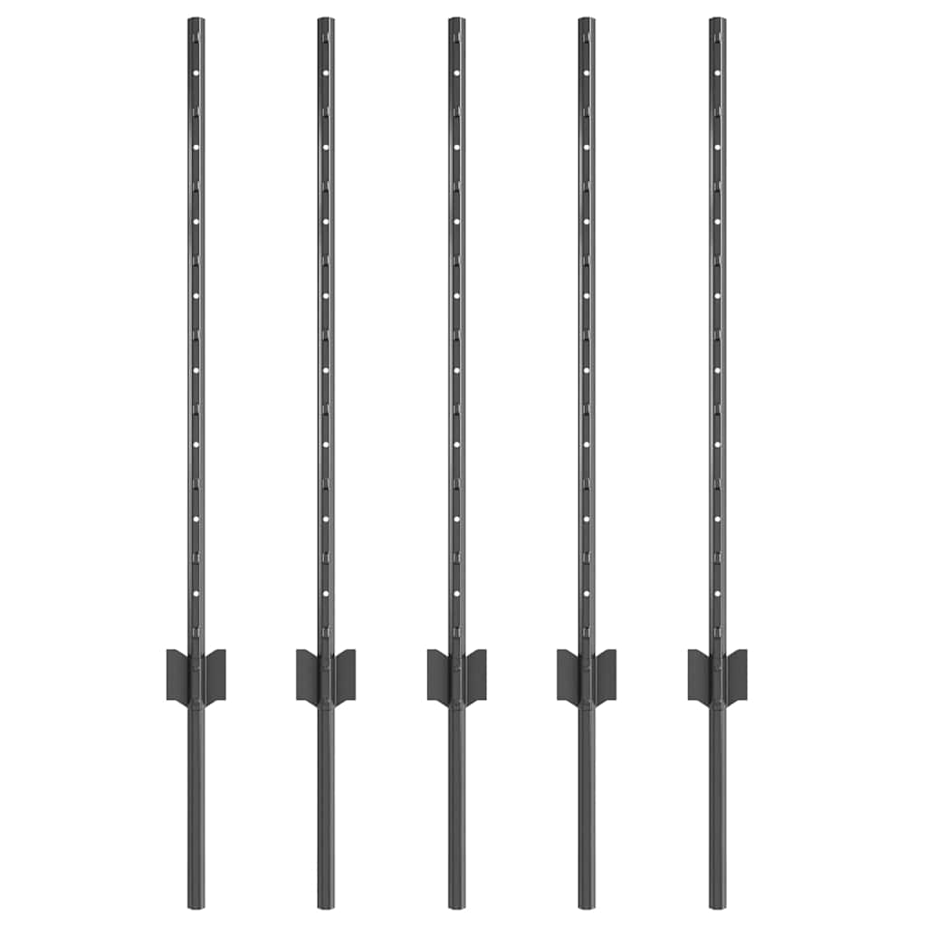 Eingebetteter Zaunpfosten 5 stk. Grau 120 cm
