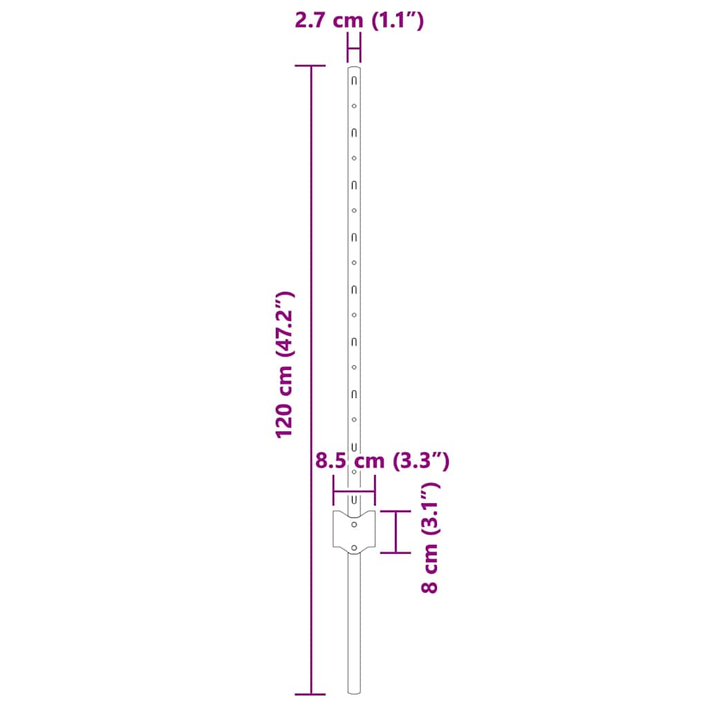 Eingebetteter Zaunpfosten 5 stk. Grau 120 cm