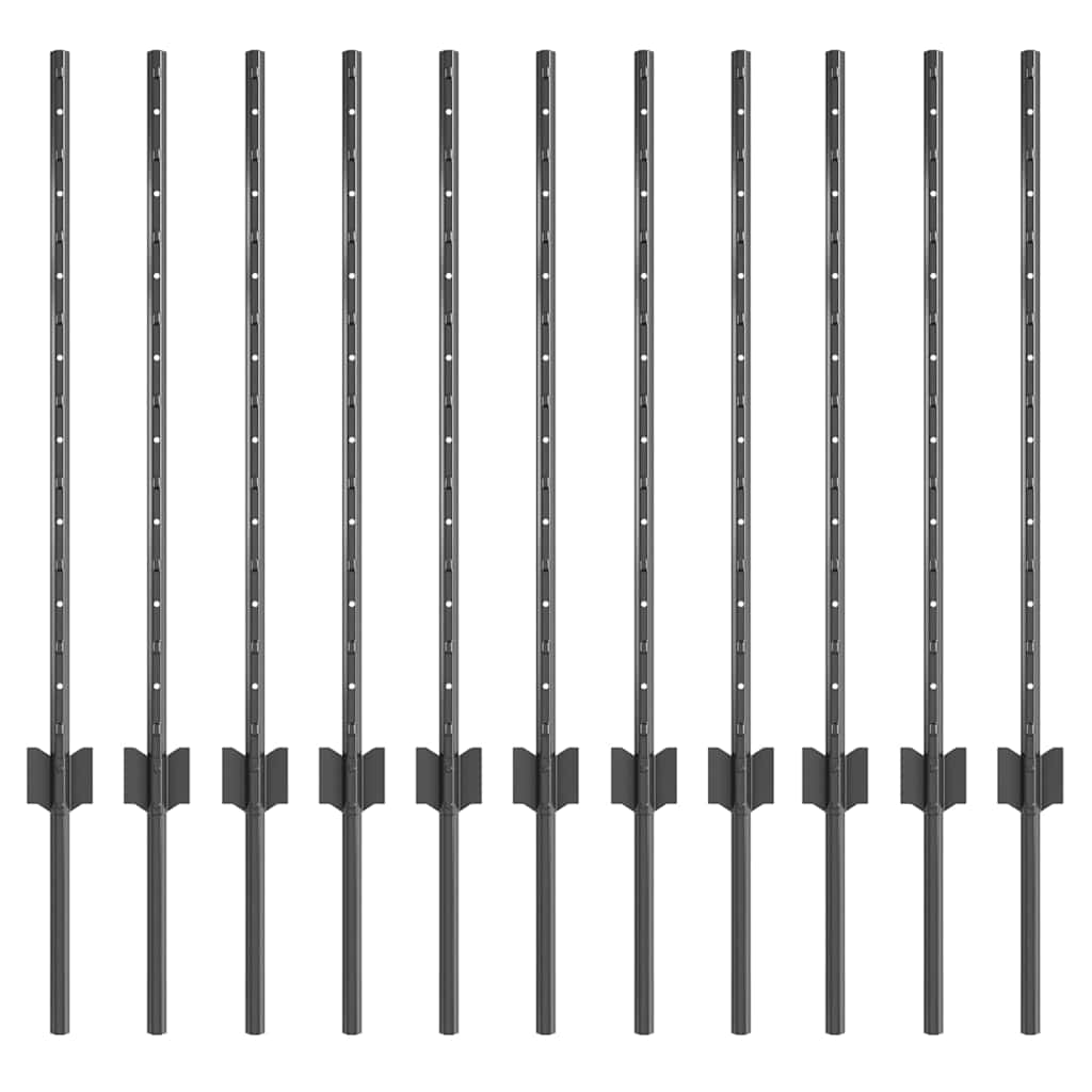 Eingebetteter Zaunpfosten 11 stk. Grau 120 cm