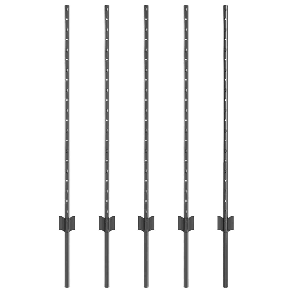 Eingebetteter Zaunpfosten 5 stk. Grau 140 cm