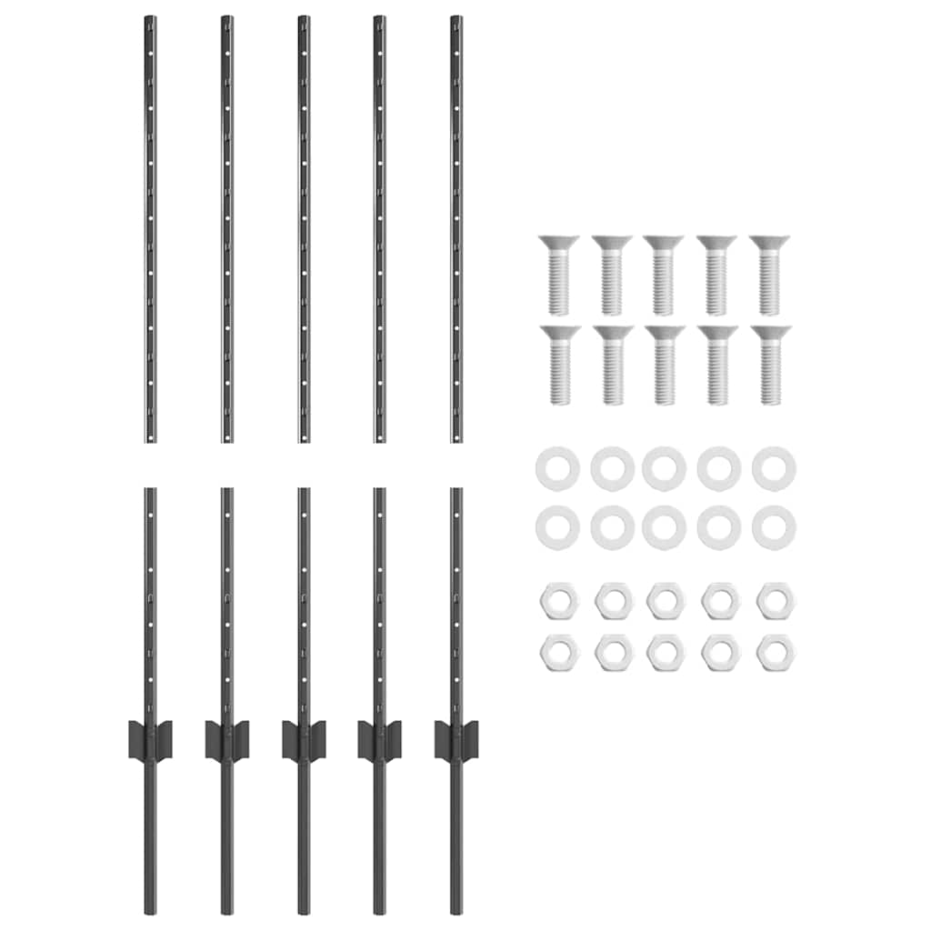 Eingebetteter Zaunpfosten 5 stk. Grau 140 cm