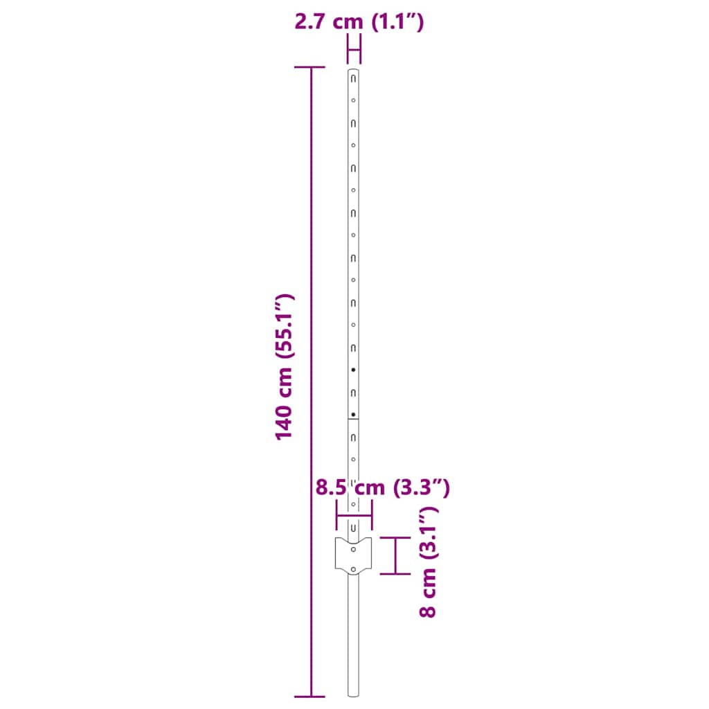Eingebetteter Zaunpfosten 5 stk. Grau 140 cm