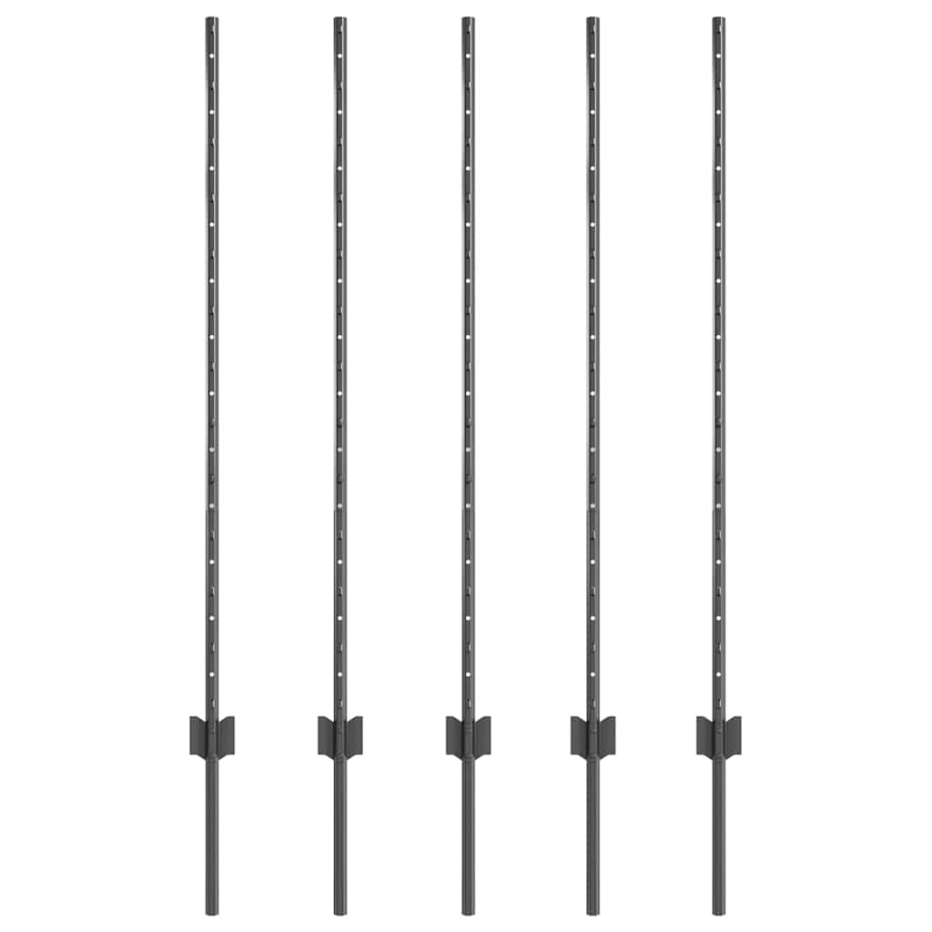 Eingebetteter Zaunpfosten 5 stk. Grau 160 cm