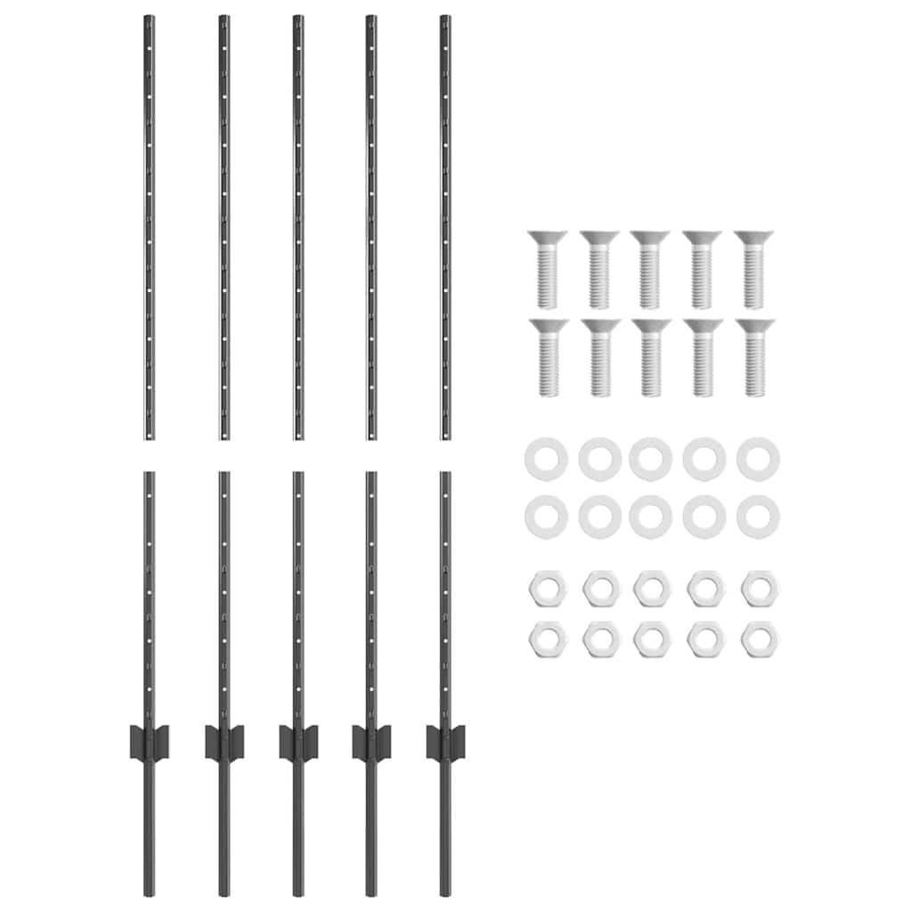 Eingebetteter Zaunpfosten 5 stk. Grau 160 cm