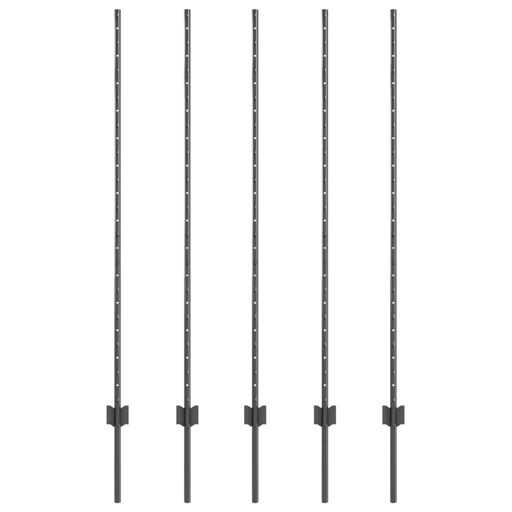 Eingebetteter Zaunpfosten 5 stk. Grau 180 cm