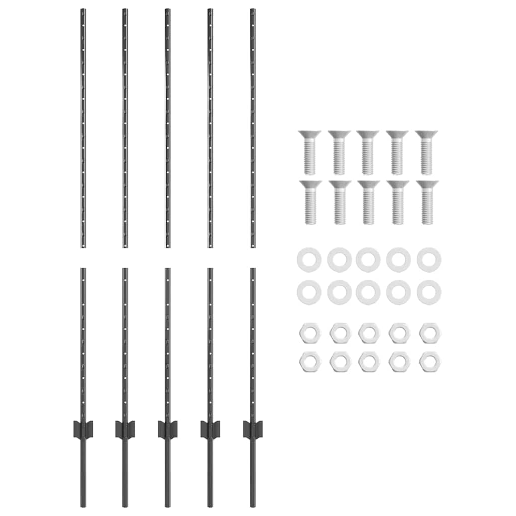 Eingebetteter Zaunpfosten 5 stk. Grau 180 cm