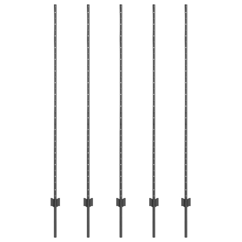 Eingebetteter Zaunpfosten 5 stk. Grau 200 cm