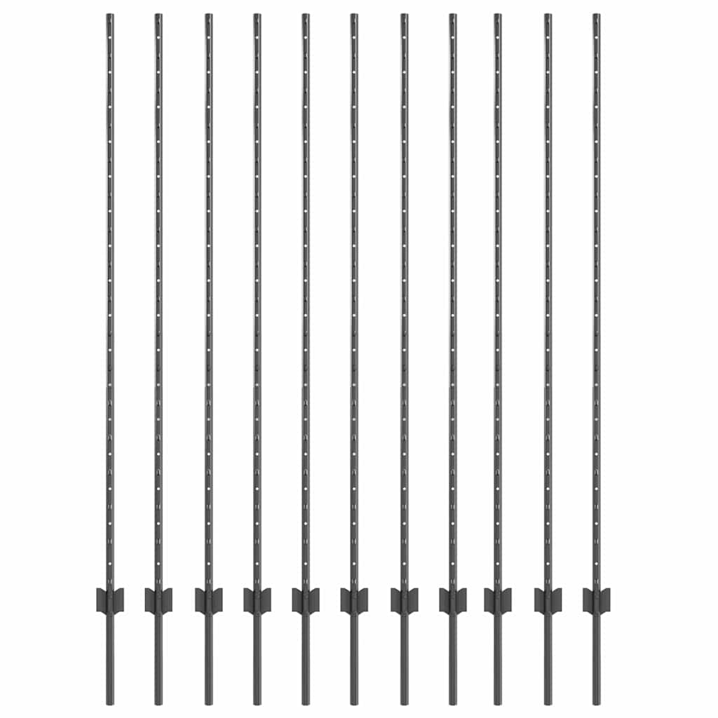 Eingebetteter Zaunpfosten 11 stk. Grau 200 cm