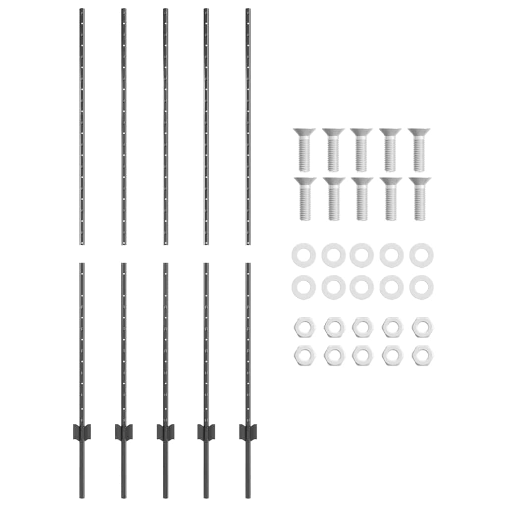 Eingebetteter Zaunpfosten 5 stk. Grau 200 cm