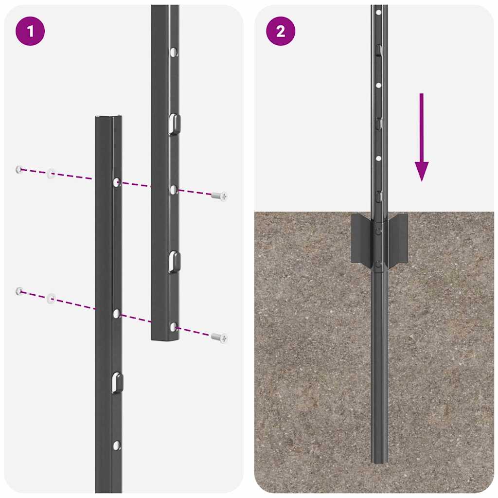 Eingebetteter Zaunpfosten 11 stk. Grau 200 cm