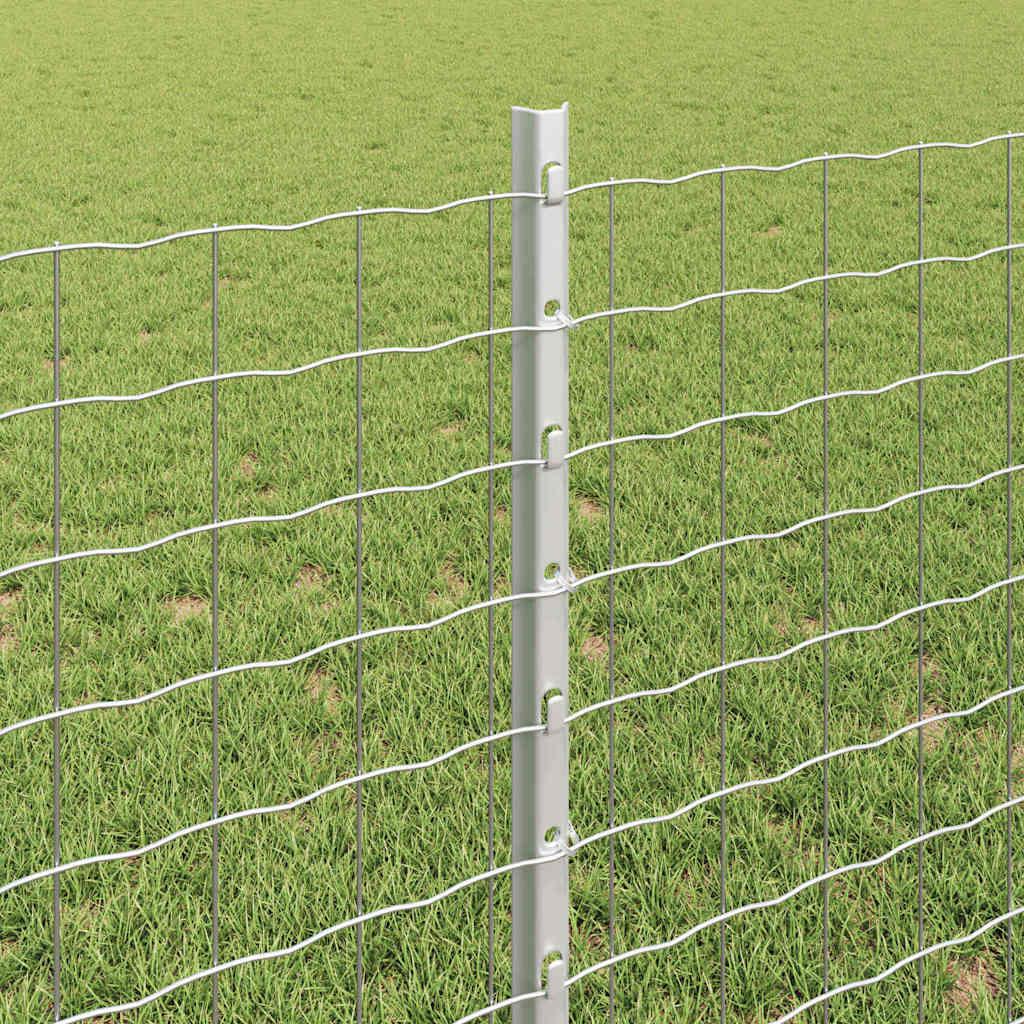 Eingebetteter Zaunpfosten 5 stk. Silber 120 cm