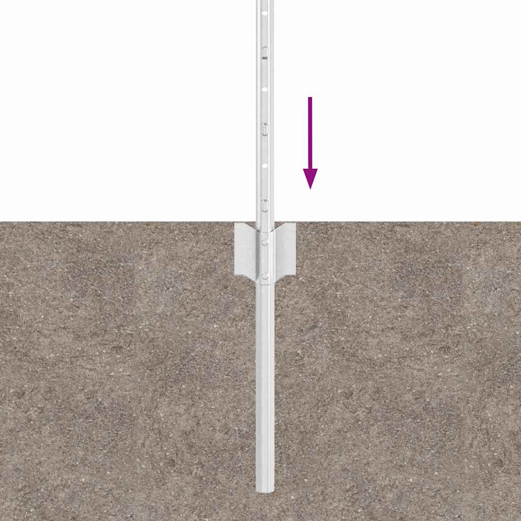 Eingebetteter Zaunpfosten 5 stk. Silber 120 cm