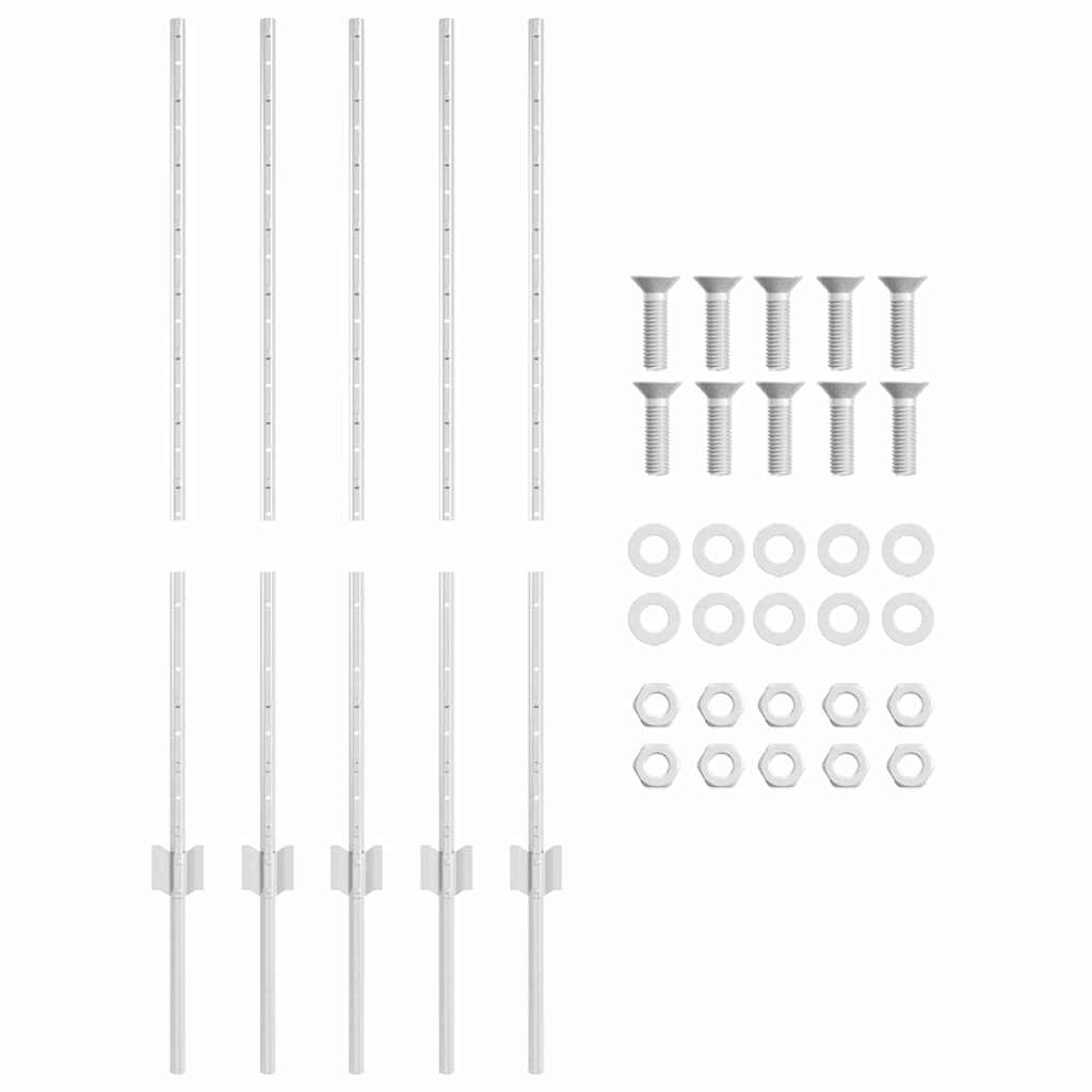 Eingebetteter Zaunpfosten 5 stk. Silber 140 cm