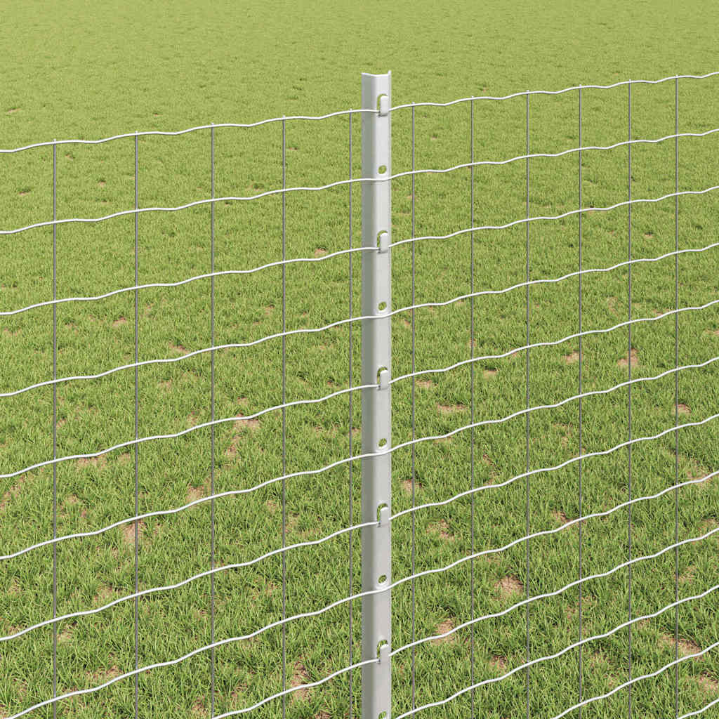 Eingebetteter Zaunpfosten 5 stk. Silber 180 cm