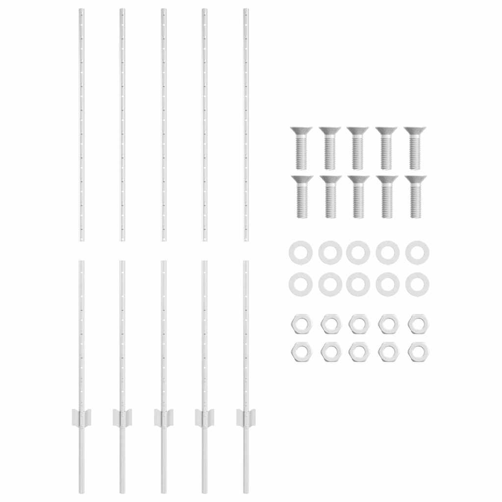 Eingebetteter Zaunpfosten 5 stk. Silber 180 cm
