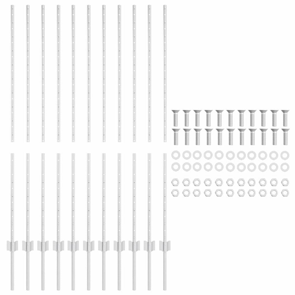 Eingebetteter Zaunpfosten 11 stk. Silber 180 cm