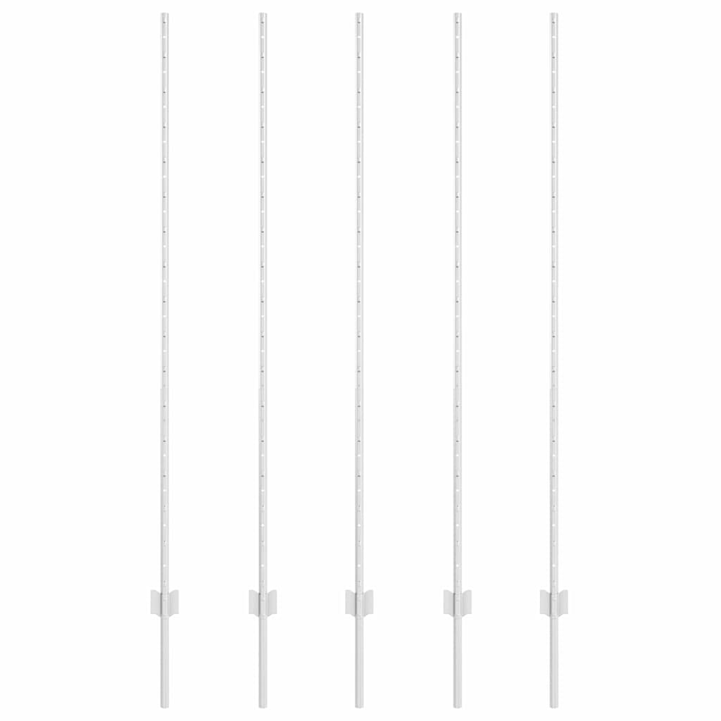 Eingebetteter Zaunpfosten 5 stk. Silber 200 cm