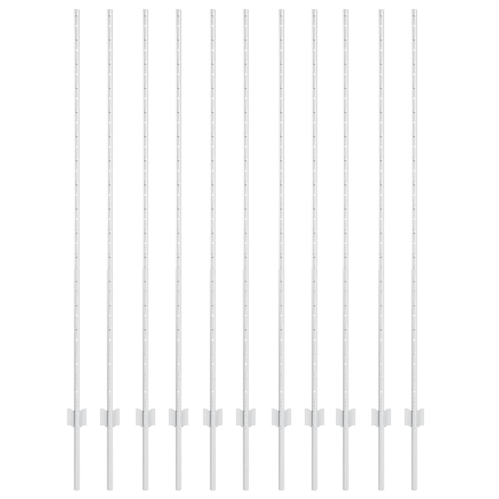 Eingebetteter Zaunpfosten 11 stk. Silber 200 cm