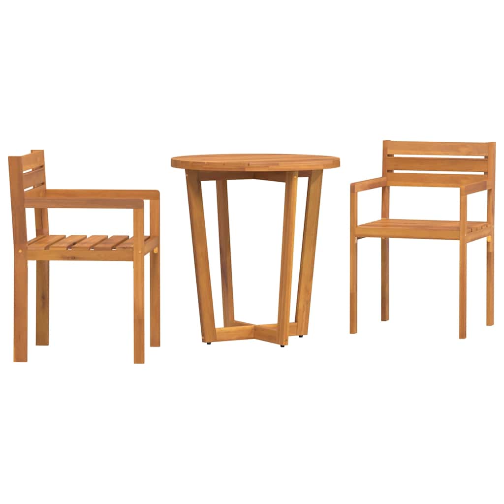 3-teiliges Garten-Ess-Set aus Massivholz Akazie