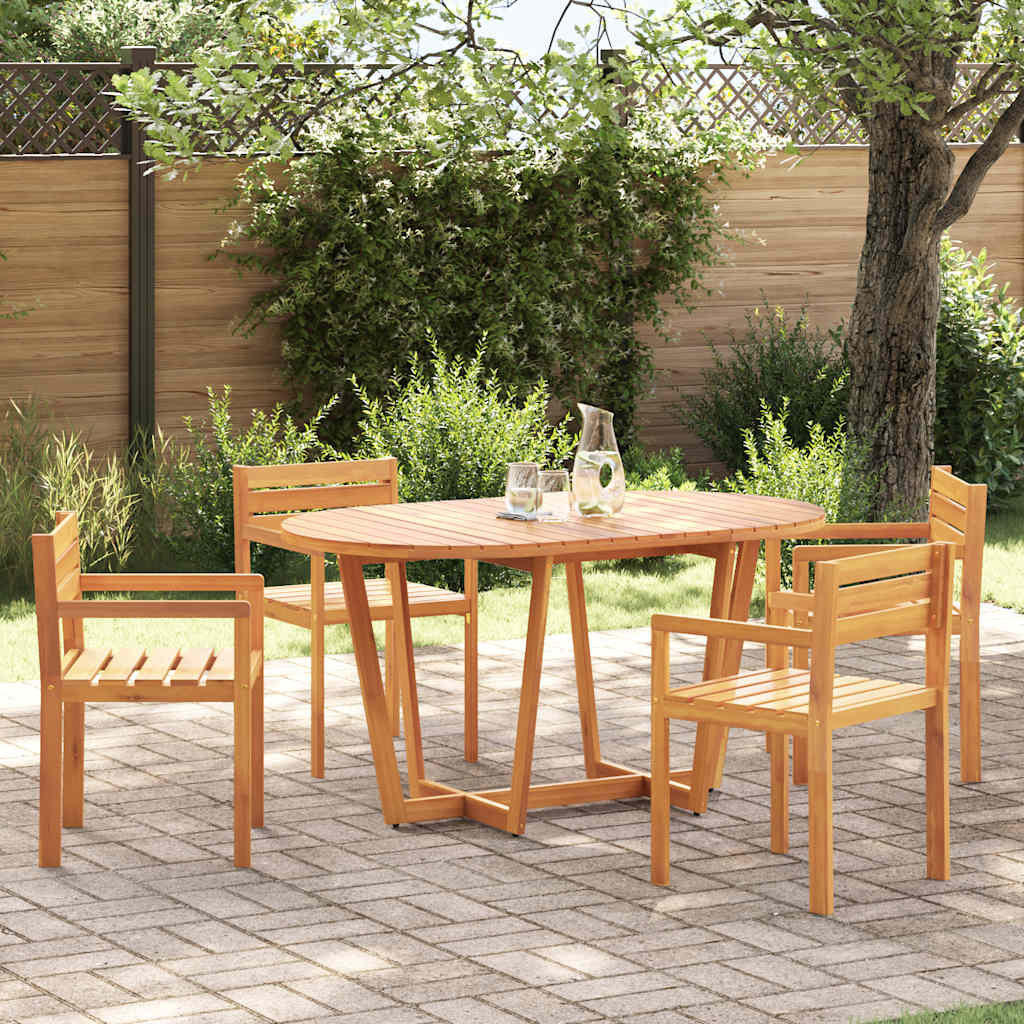5-teiliges Garten-Ess-Set aus Massivholz Akazie