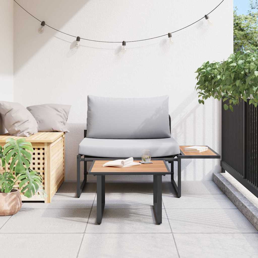 Gartensofa-set 2 Stk. Hellgrau Stahl