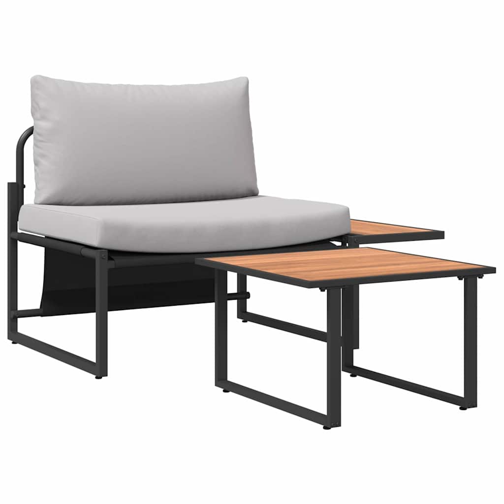 Gartensofa-set 2 Stk. Hellgrau Stahl