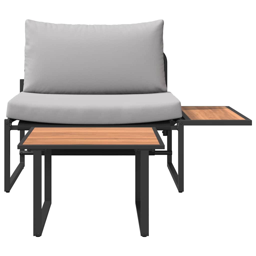 Gartensofa-set 2 Stk. Hellgrau Stahl