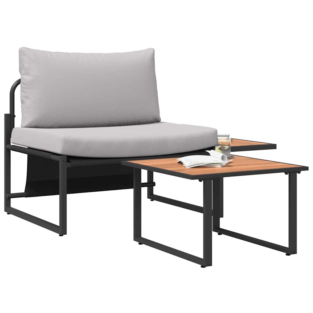 Gartensofa-set 2 Stk. Hellgrau Stahl