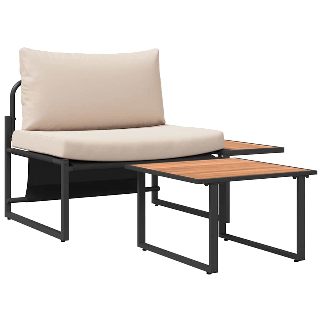 Gartensofa-set 2 Stk. Taupe Stahl