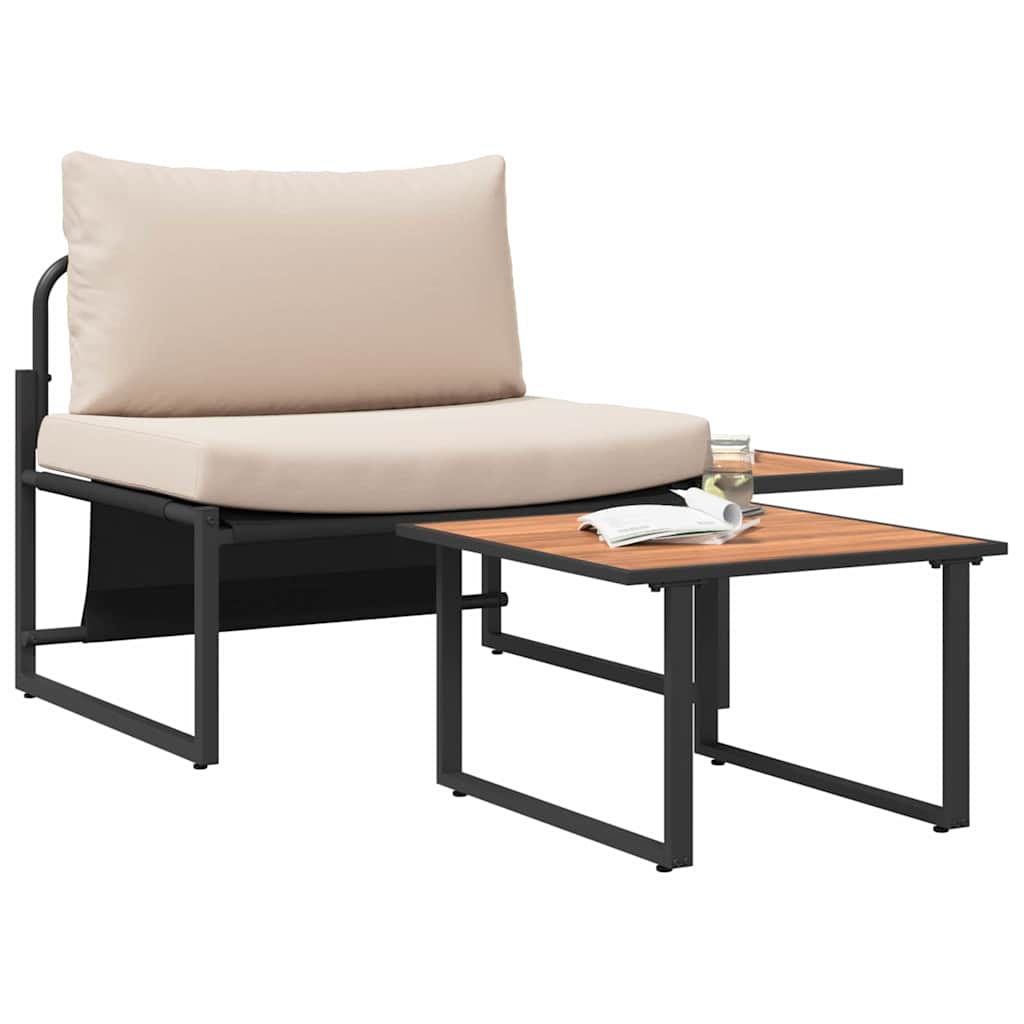 Gartensofa-set 2 Stk. Taupe Stahl