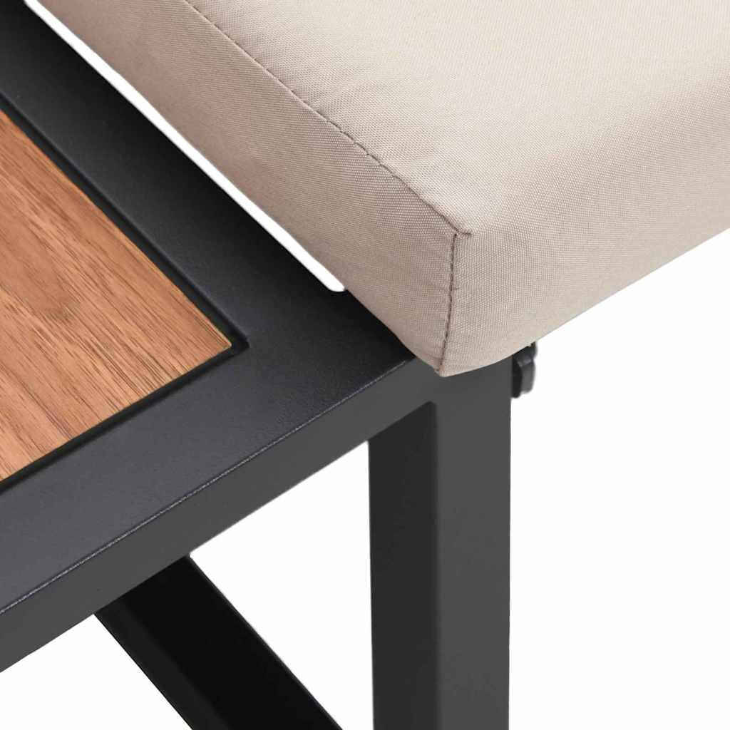 Garten-Sofa mit Kissen Taupe 200,5 x 70 x 85,5 cm Stahl