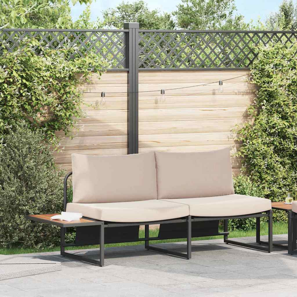 Garten-Sofa mit Kissen Taupe 200,5 x 70 x 85,5 cm Stahl