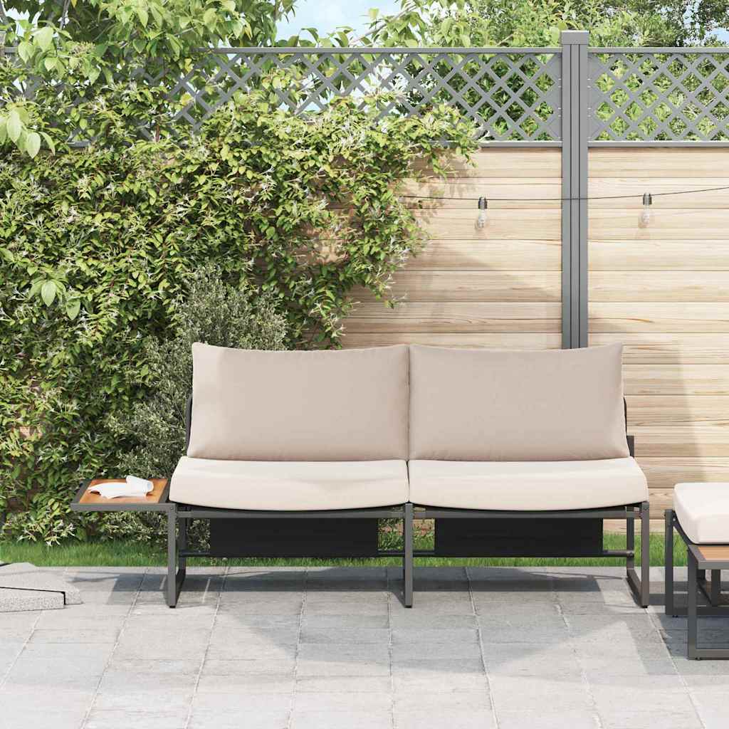 Garten-Sofa mit Kissen Taupe 200,5 x 70 x 85,5 cm Stahl