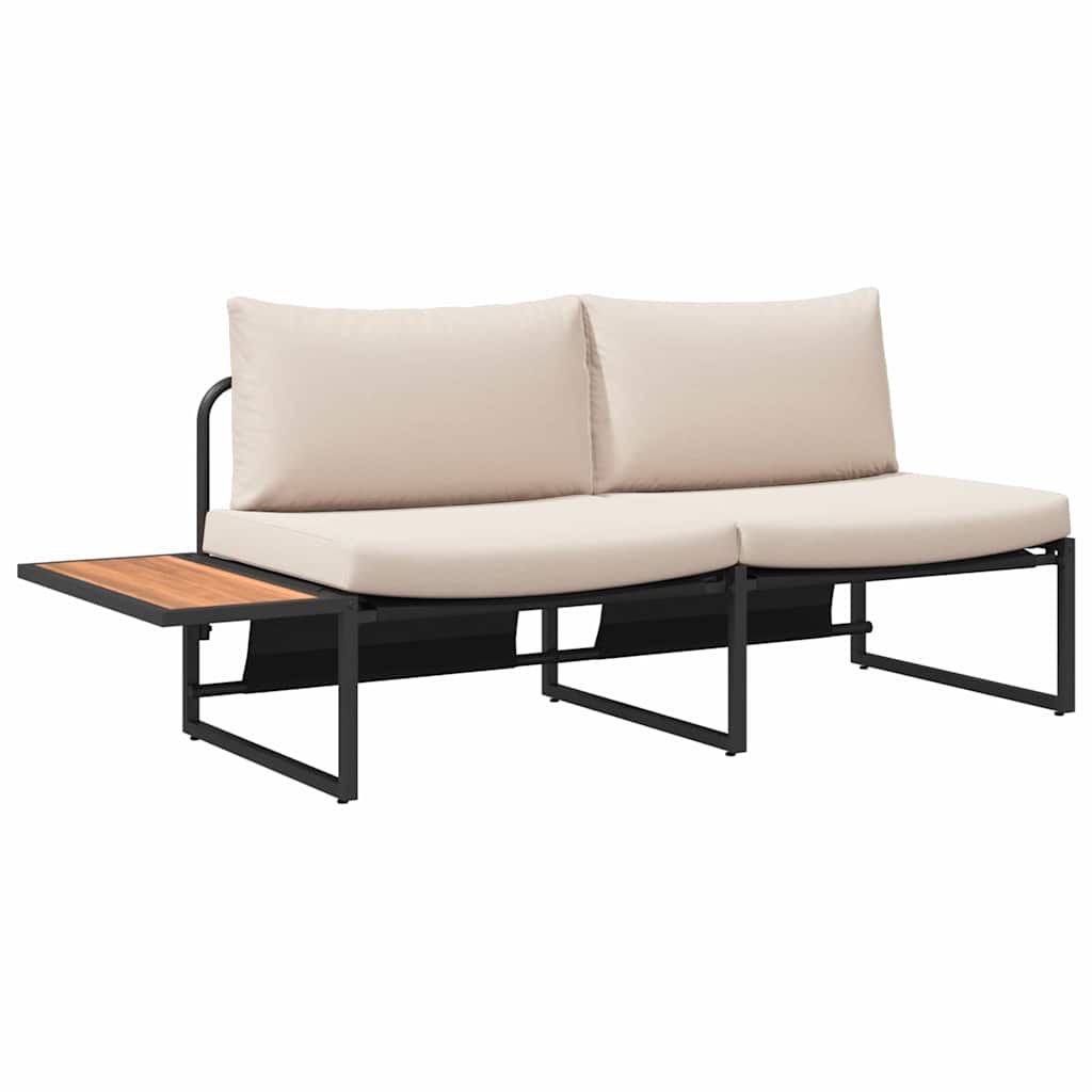 Garten-Sofa mit Kissen Taupe 200,5 x 70 x 85,5 cm Stahl
