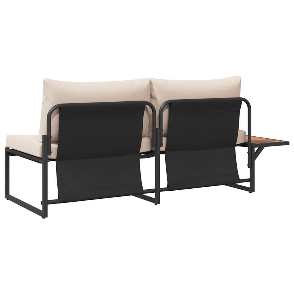 Garten-Sofa mit Kissen Taupe 200,5 x 70 x 85,5 cm Stahl