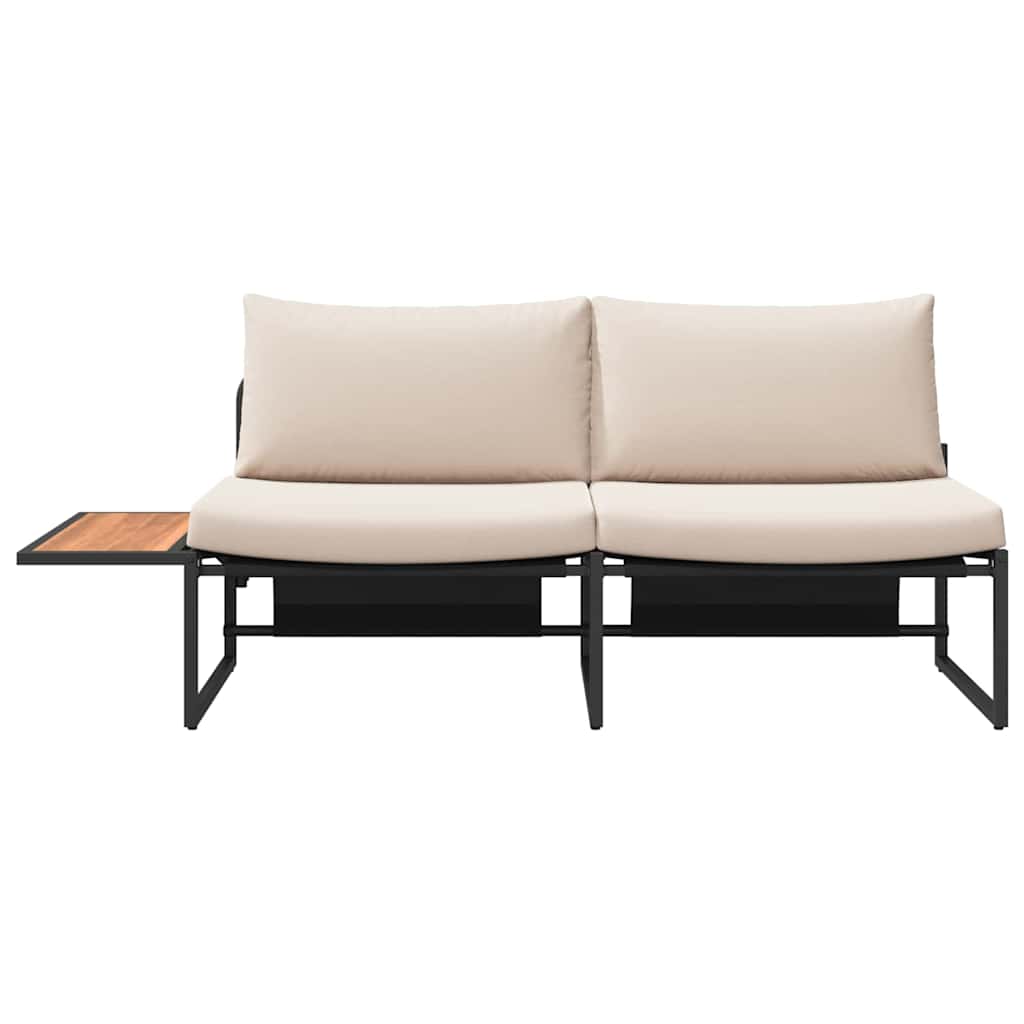 Garten-Sofa mit Kissen Taupe 200,5 x 70 x 85,5 cm Stahl